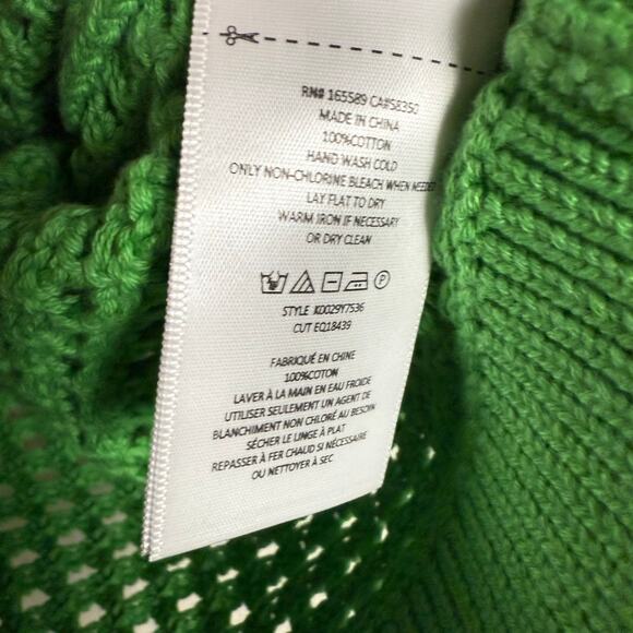 Equipment Esme Cotton Open Crochet Knit Bright Green Sweater Size XXS - Picture 11 of 11